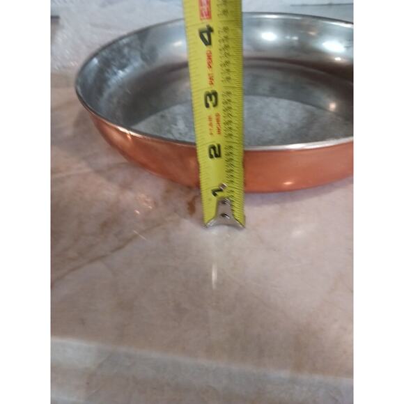 Copral Copper Skillet 10 1/4 Long Brass Handle Portugal Gourmet Cottagecore Farm - Picture 15 of 16